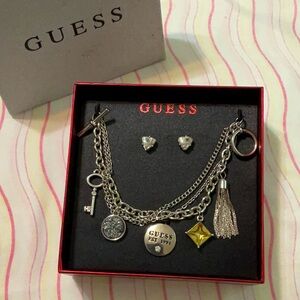 GUESS charm bracelet and studs set